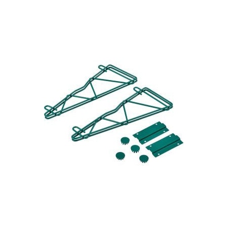 Global Equipment Nexel PolyGreen Single Arm Fixed Wall Bracket, 14 Pair AB14G